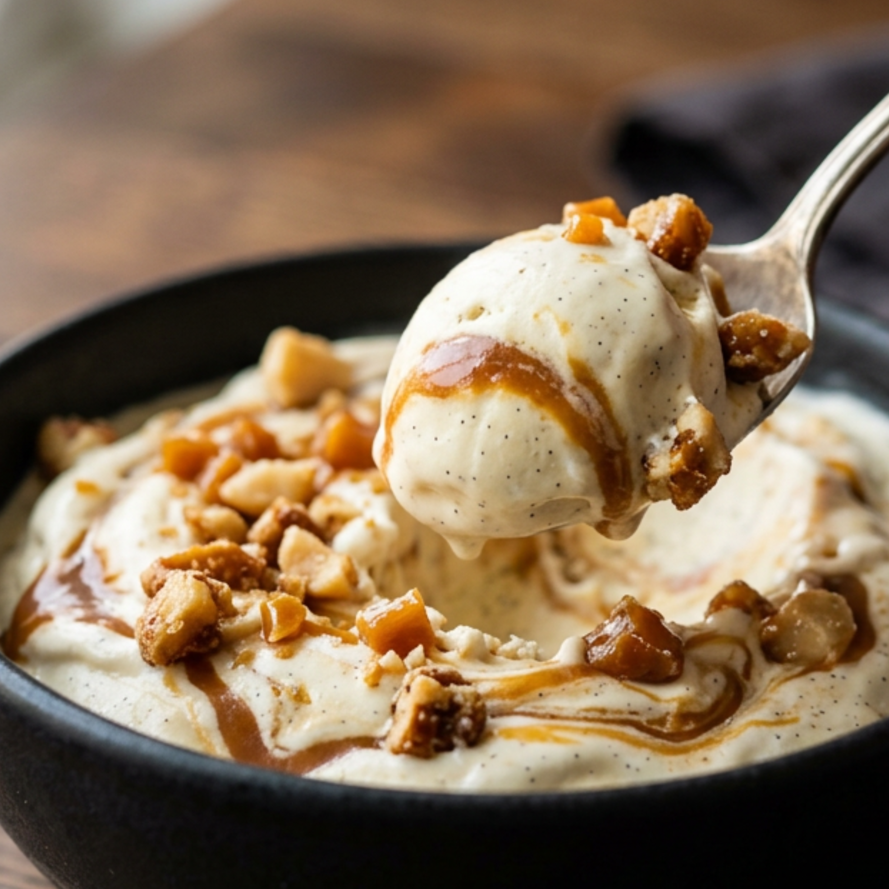 Vanilla salted caramel macadamia ice cream
